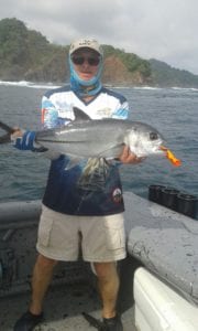 jack caught while fishing inshore popping near the rocks cebaco island
