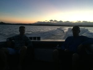 relaxing while the sun comes up before a big day of fishing in panama