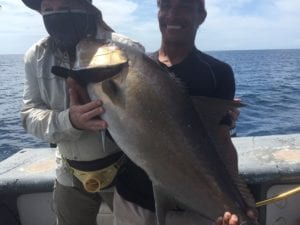 amberjack caught with captain miguel and guest on panama fishing vacation