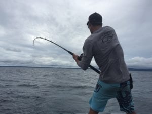 angler hooked up fishing in coiba island panama