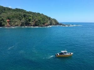 drone shot of magoo fishing island cebaco while guests were visiting our panama fishing lodge