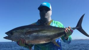 guest with nice tuna caught fishing coiba national park in panama while on panama fishing vacation