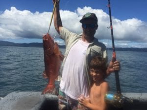 nice snapper caught by father and son fishing in panama