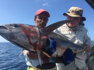 nice yellowfin tuna caught with guest and captain miguel on the tuna coast