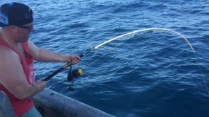 rio negro guest hooked up on a large tuna putting up a good fight