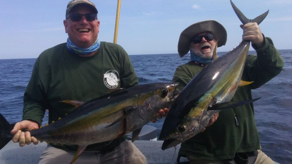 little tunas all day long on the tuna coast of panama while on their fishing vacation