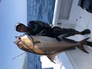 brian lands another amberjack while on a panama fishing trip with el rio negro