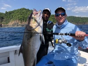 freddy and captain miguel with amberjack caught while fishing punta mariato