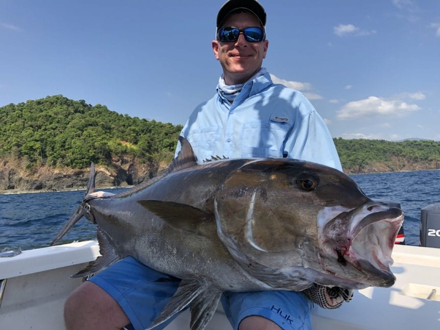 freddy with great size amberjack fish caught popping near shore in panama