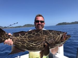 nice broomtail grouper caught by brian while fishing with el rio negro sport fishing lodge in panama right off of Cebaco Island