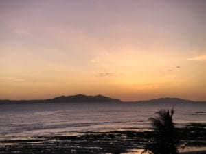 sun going down near cebaco island panama