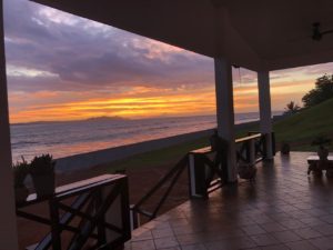 sunset over cebaco island from playa reina mariato